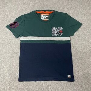 Superdry Mens NYC Premium Wear T-Shirt Green Blue large Cotton color block